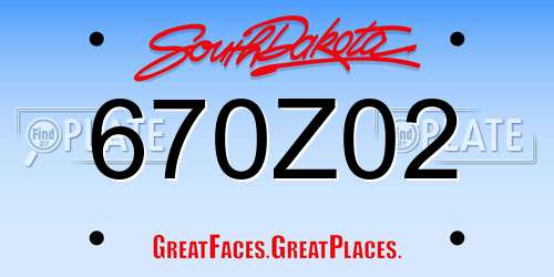 670Z02 South Dakota License Plate