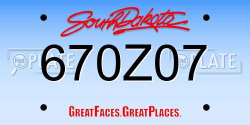 670Z07 South Dakota License Plate