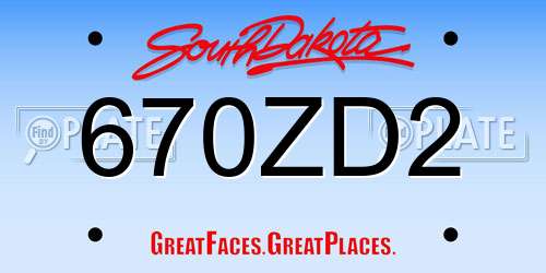 670ZD2 South Dakota License Plate