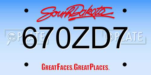 670ZD7 South Dakota License Plate