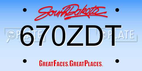670ZDT South Dakota License Plate