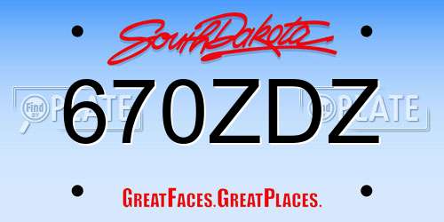 670ZDZ South Dakota License Plate