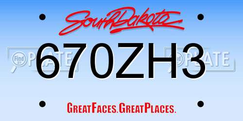 670ZH3 South Dakota License Plate