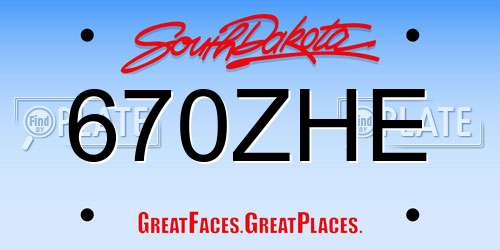 670ZHE South Dakota License Plate