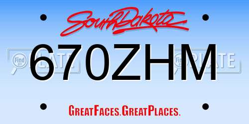 670ZHM South Dakota License Plate