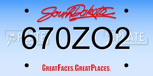 670ZO2 South Dakota License Plate