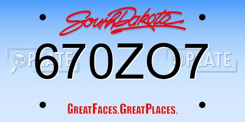 670ZO7 South Dakota License Plate
