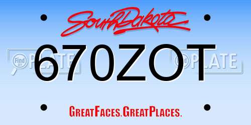 670ZOT South Dakota License Plate