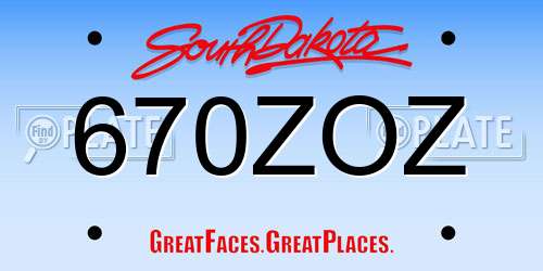 670ZOZ South Dakota License Plate