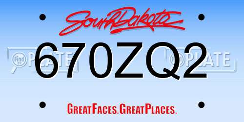 670ZQ2 South Dakota License Plate