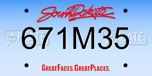 671M35 South Dakota License Plate