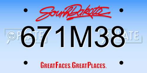 671M38 South Dakota License Plate