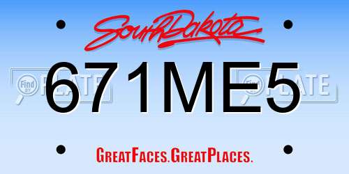 671ME5 South Dakota License Plate