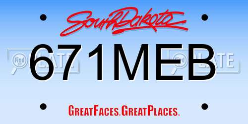 671MEB South Dakota License Plate