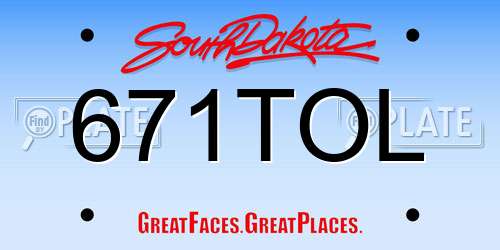 671TOL South Dakota License Plate