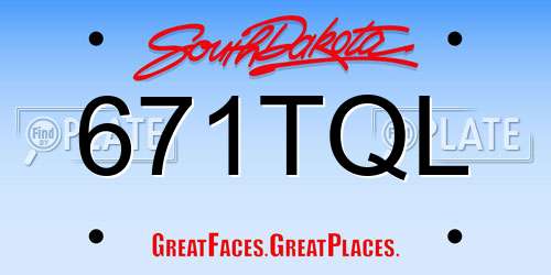 671TQL South Dakota License Plate