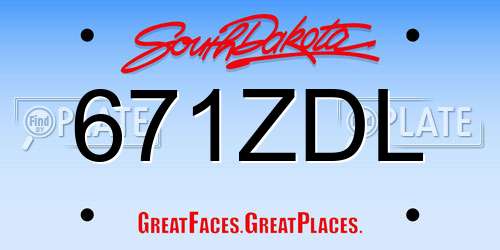 671ZDL South Dakota License Plate