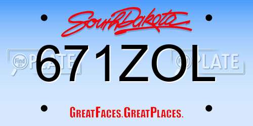 671ZOL South Dakota License Plate