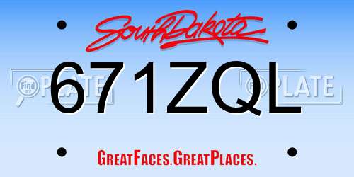 671ZQL South Dakota License Plate