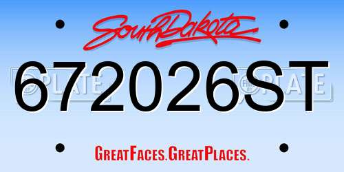 672026ST South Dakota License Plate