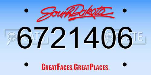 6721406 South Dakota License Plate
