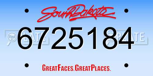 6725184 South Dakota License Plate