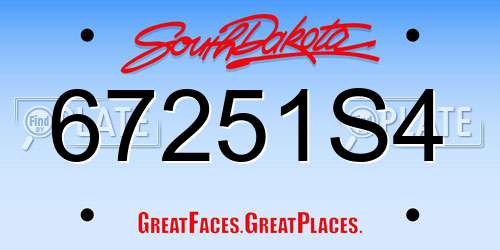 67251S4 South Dakota License Plate
