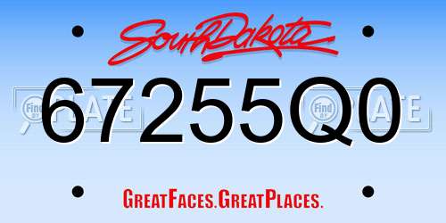 67255Q0 South Dakota License Plate