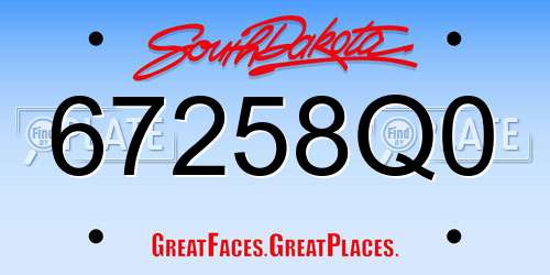 67258Q0 South Dakota License Plate