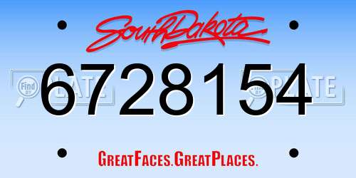 6728154 South Dakota License Plate