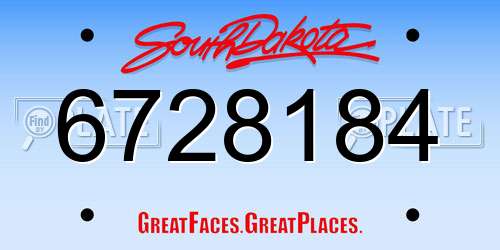 6728184 South Dakota License Plate