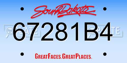 67281B4 South Dakota License Plate