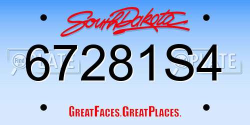 67281S4 South Dakota License Plate