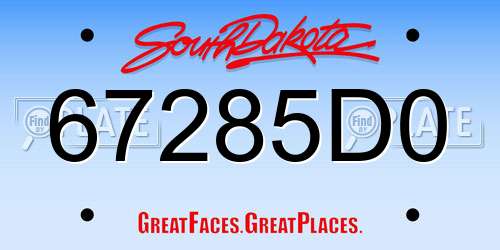 67285D0 South Dakota License Plate