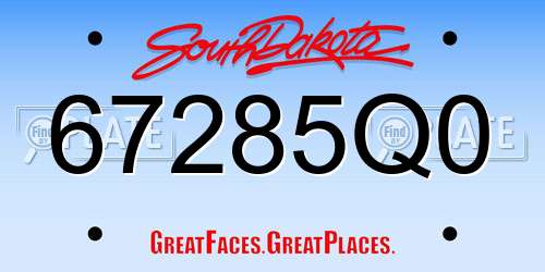 67285Q0 South Dakota License Plate
