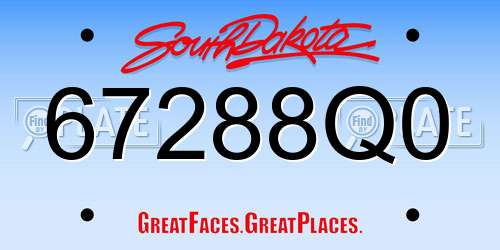 67288Q0 South Dakota License Plate