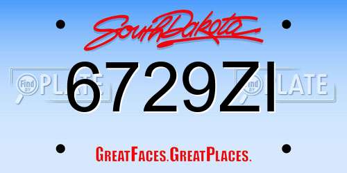 6729ZI South Dakota License Plate