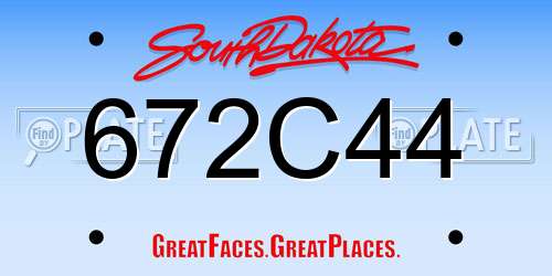672C44 South Dakota License Plate