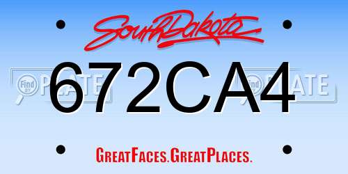 672CA4 South Dakota License Plate
