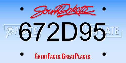 672D95 South Dakota License Plate