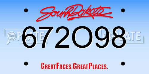 672O98 South Dakota License Plate