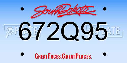 672Q95 South Dakota License Plate