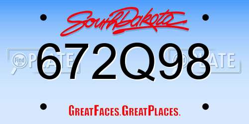 672Q98 South Dakota License Plate