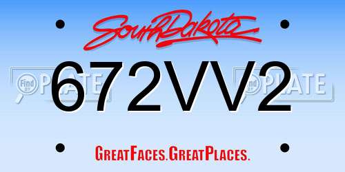 672VV2 South Dakota License Plate