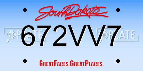 672VV7 South Dakota License Plate