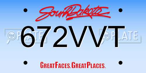 672VVT South Dakota License Plate
