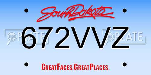 672VVZ South Dakota License Plate