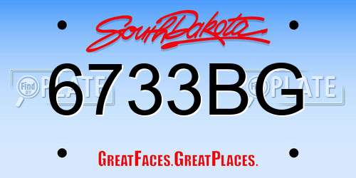 6733BG South Dakota License Plate