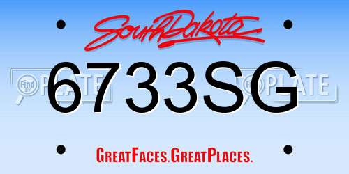 6733SG South Dakota License Plate