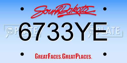 6733YE South Dakota License Plate